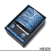 Conjunto Gravata Paisley Azul Claro Sparka
